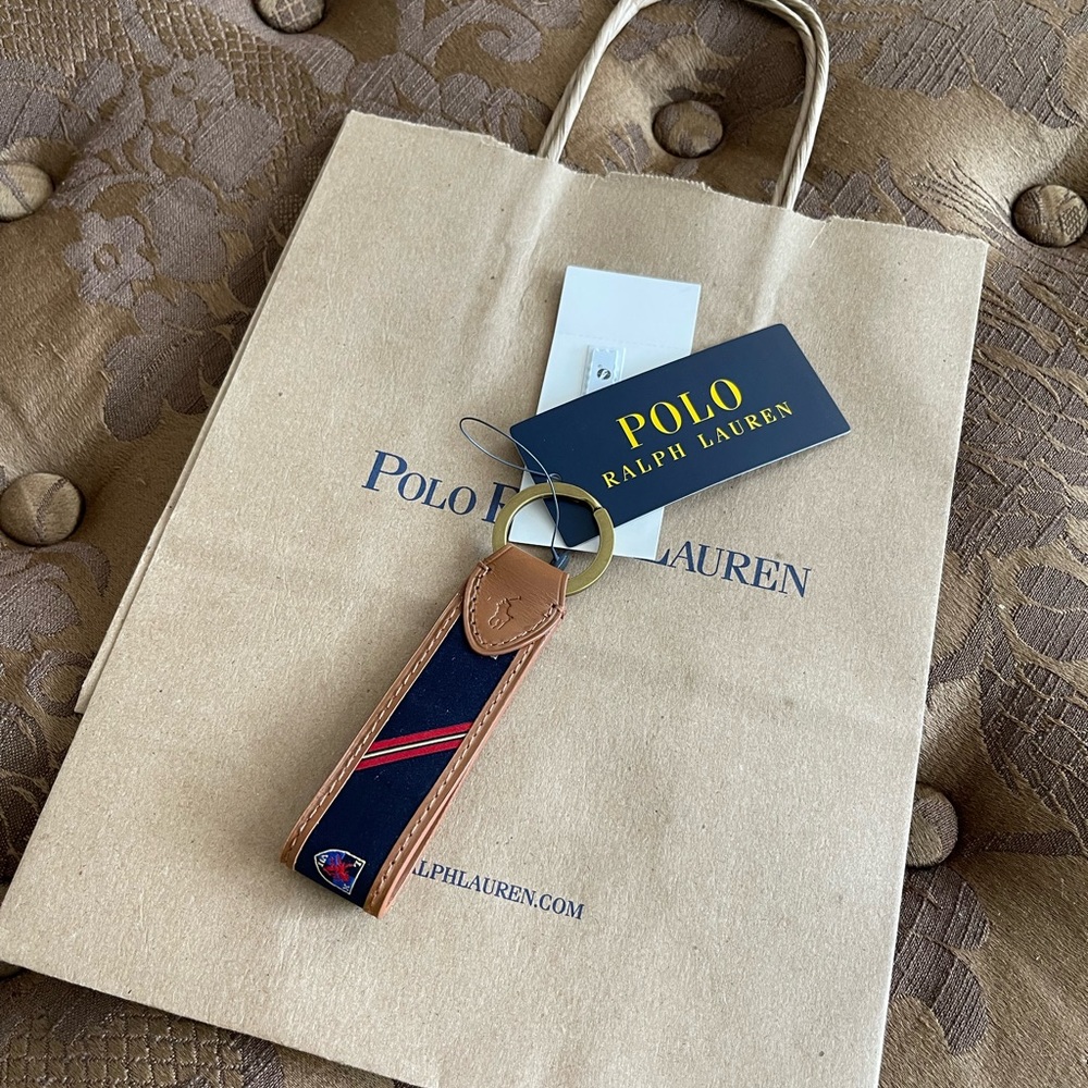 NWT Polo Ralph Lauren Leather Pony Key Chain Ring NWT